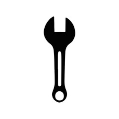 Minimalist Wrench Silhouette Vector - Industrial Tool Illustration