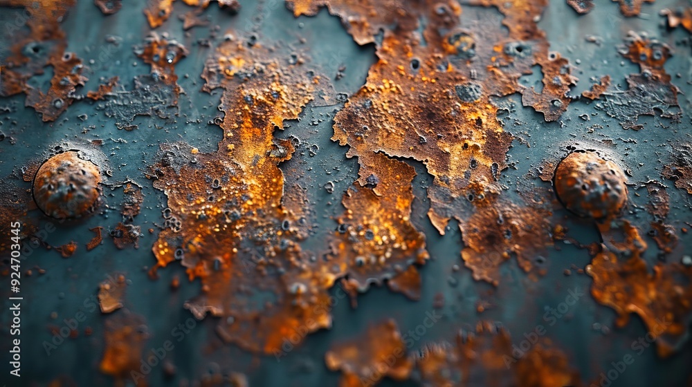 Wall mural macro shot of metallic surface with rust showing detailed textures.