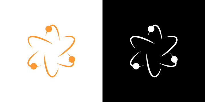 Atom icon logo abstract vector. Electron nuclear proton neutron logo isolated