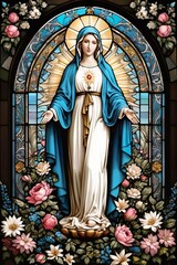 Virgin Mary Stained Glass Art