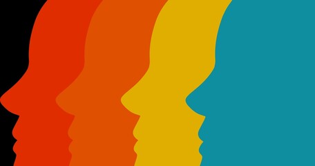 silhouette of people faces diversity, group coorporate 