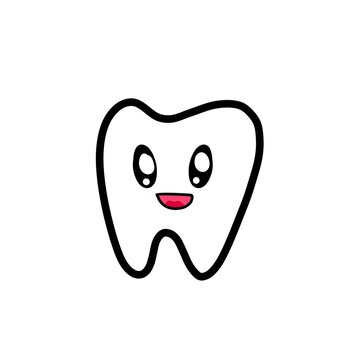 tooth cartoon character clean, brushing teeth smile
