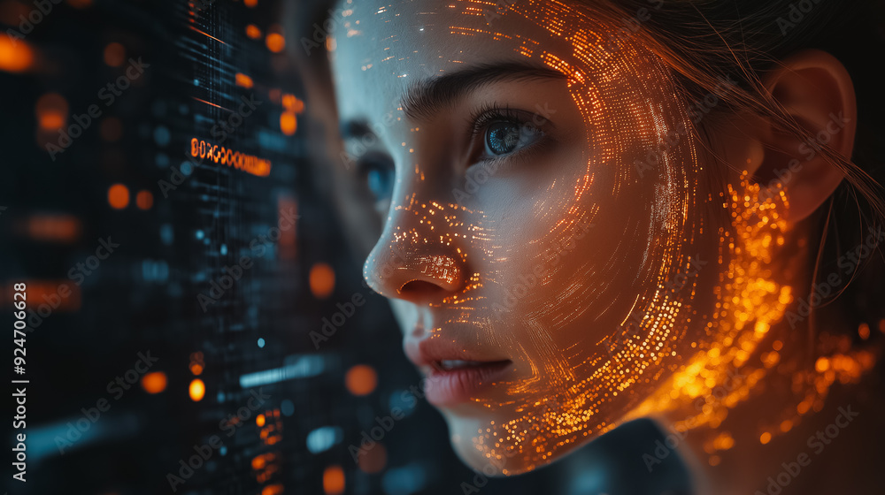 Poster ai interacting with humans, advanced robotics, futuristic user interface, high-tech setting, modern 