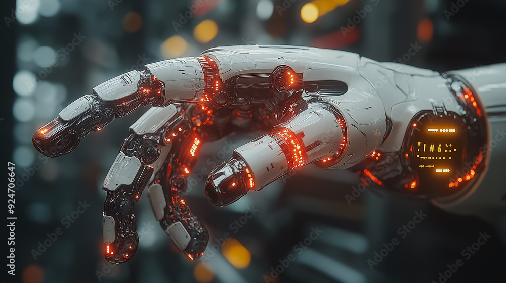 Poster ai interacting with humans, advanced robotics, futuristic user interface, high-tech setting, modern 
