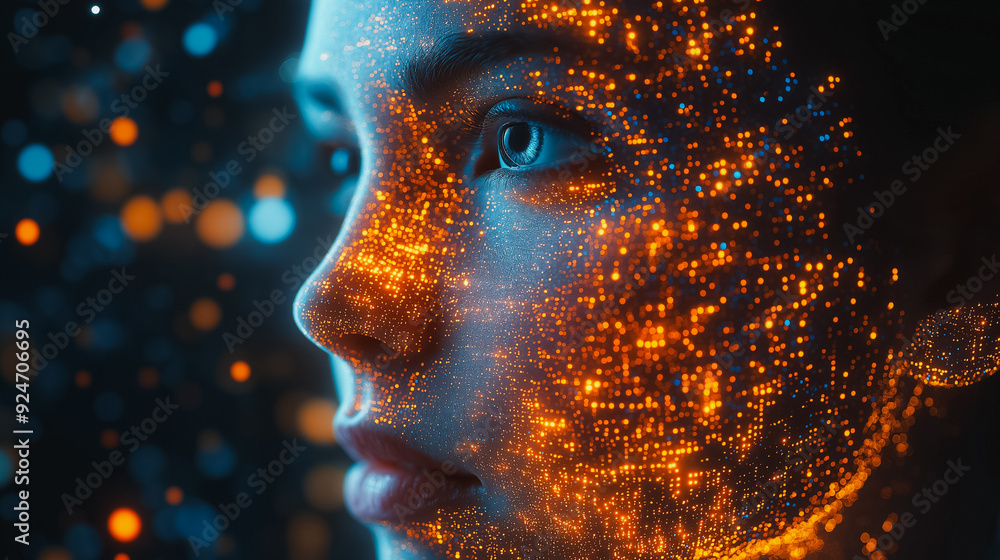 Poster smart ai system analyzing data, futuristic analytics, high-tech environment, advanced algorithms, di