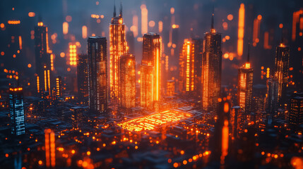 Fototapeta premium AI-driven innovation, futuristic cityscape, advanced technology, cutting-edge design, digital interface, high-tech environment