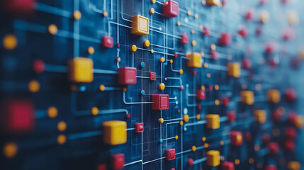 Complex and disorganized management scenario, featuring a chaotic decision tree to represent messy and inefficient business processes