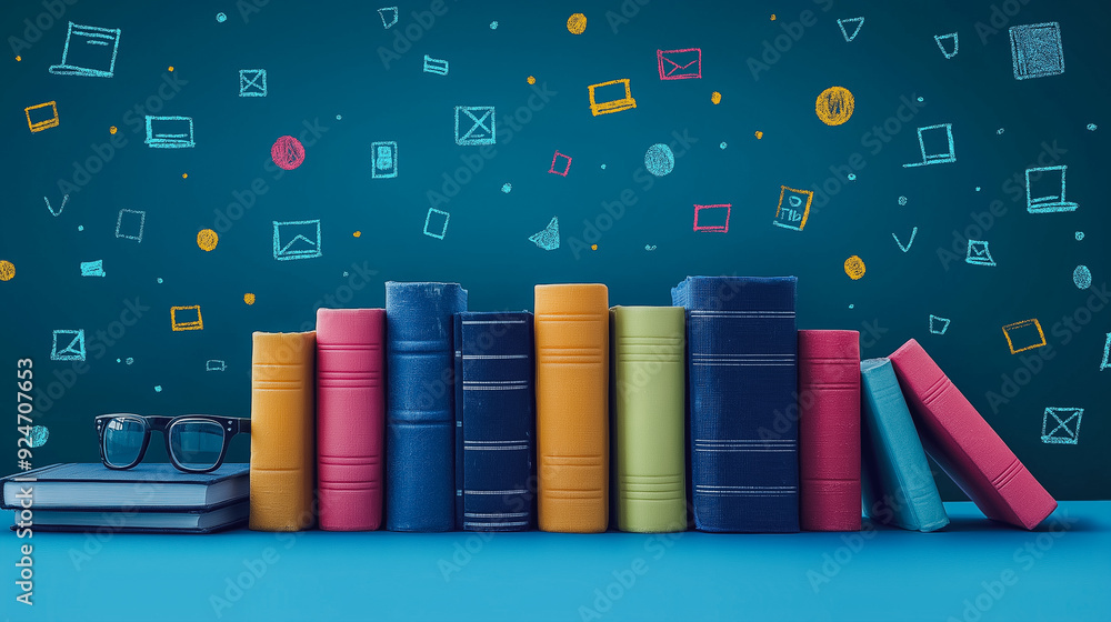 Aufkleber e-learning education concept with video tutorials, webinars, and internet lessons, illustrating the 