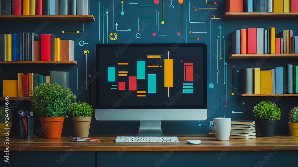 Poster e-learning education concept with video tutorials, webinars, and internet lessons, illustrating the 