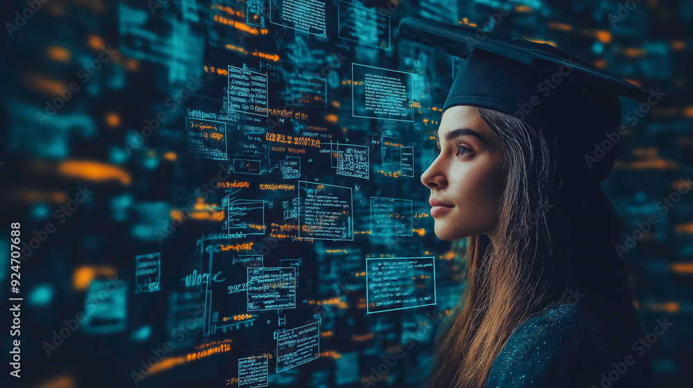Poster e-learning education concept with video tutorials, webinars, and internet lessons, illustrating the 