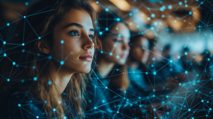 Digital learning and online education, featuring e-learning platforms with video tutorials, webinars, and internet lessons for enhanced knowledge acquisition