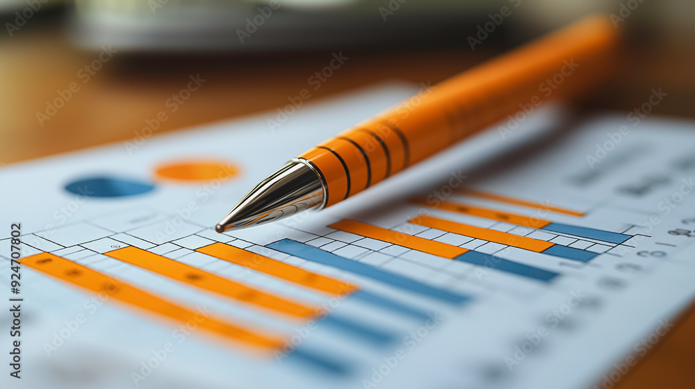 Poster chart from a yearly financial report showing data statistics and company growth, detailing progress 