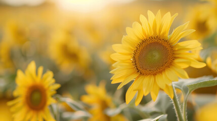 Fototapeta premium Sunflower Field at Sunset