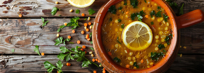 Indian dhal spicy curry in bowl spices herbs rustic black wooden table,  spices and herbs, rustic table, black wooden table, dhal curry