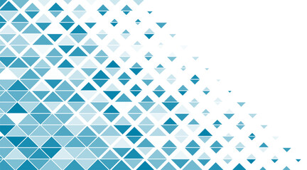 Bright blue minimal mosaic triangles abstract geometry background. Low poly geometrical pattern. Vector technology design