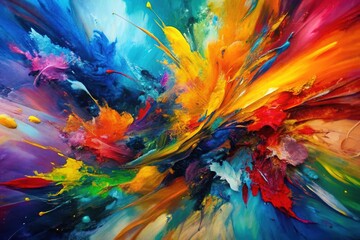 Abstract Expressionism: vibrant hues, energetic brushstrokes, fluid forms