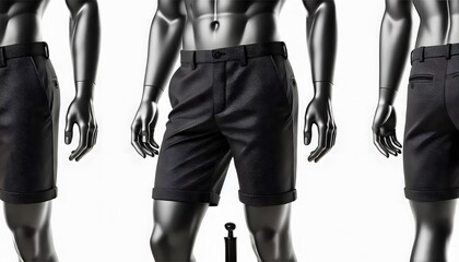 black shorts pant mock up isolated on white background