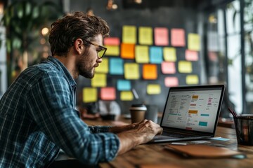 Kanban Project Management Software On Laptop, Generative AI