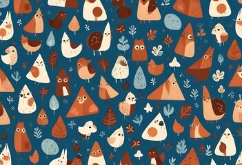 seamless pattern with birds and animals
