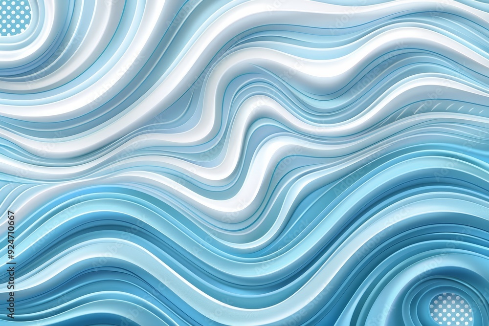 Poster Abstract Blue Wavy Lines Texture. Modern Background with Elegant Curl, Smooth Minimalistic Design