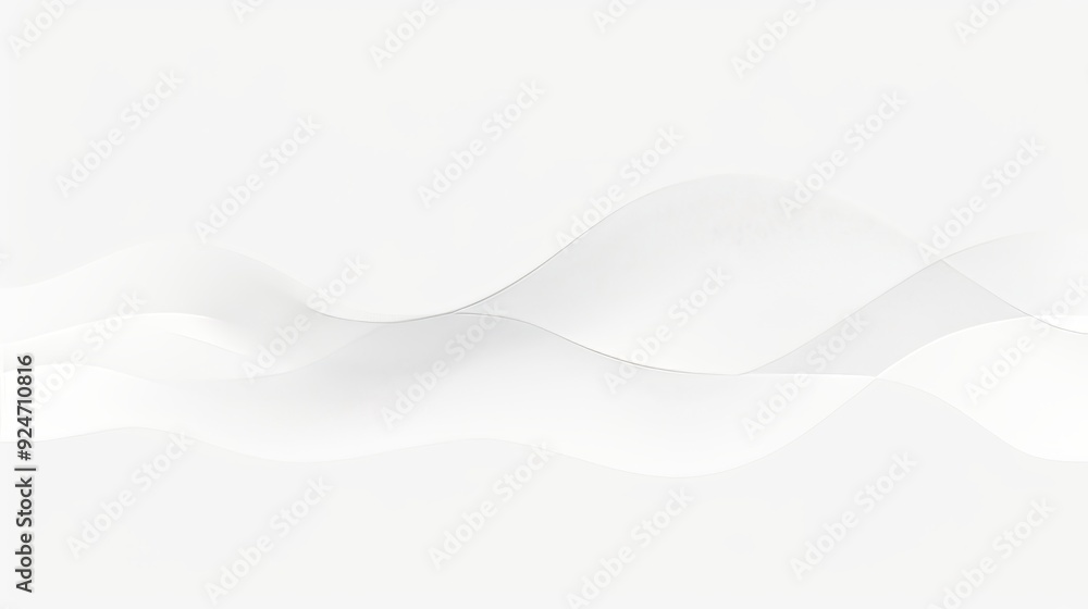 Poster abstract minimalist white background with soft wavy lines, flowing shape design element