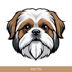 Stylized shih tzu Dog Head Illustration in Vector Art