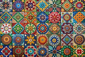Vibrant Mosaic: Patchwork, Intricate Patterns, Bold Colors, Cultural, Bohemian