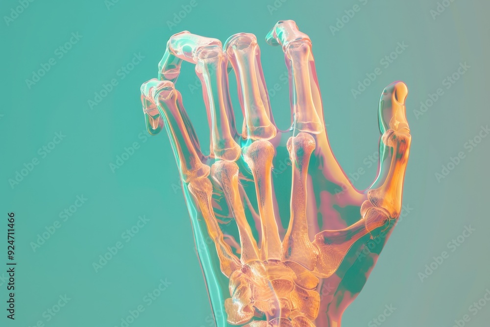Poster a hand with a skeleton in the middle of it