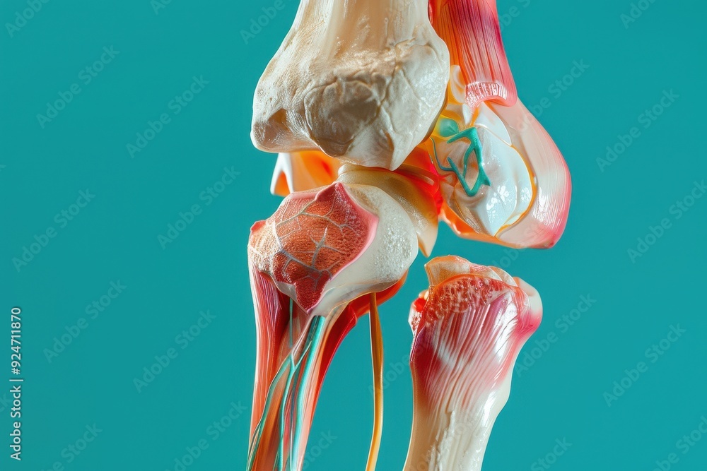Poster a model of a leg with a red and green stripe on it