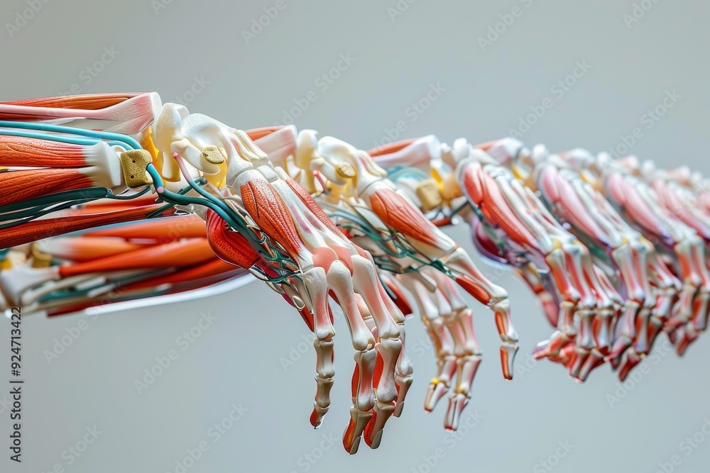 Poster a hand with a skeleton in it is shown on a background