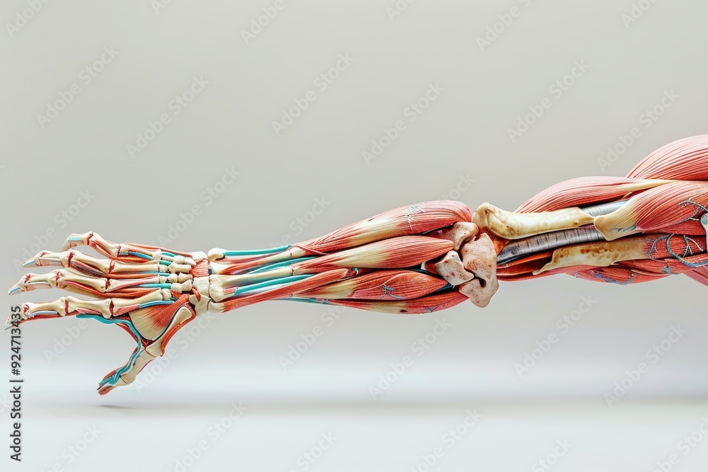 Poster a hand with a skeleton in it is shown on a background