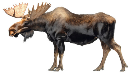 Moose standing isolated against a white background