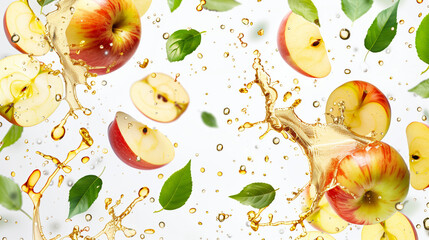 Floating apple cider vinegar with apple slices