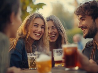 Friendly Social Gathering at an Outdoor Bar