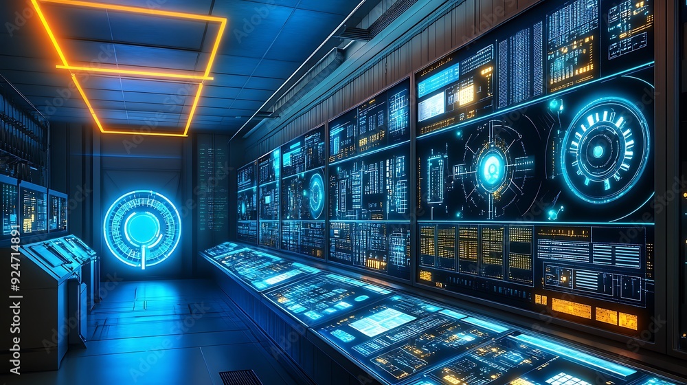 Poster digital city energy management center with ai-optimized power distribution and augmented reality con