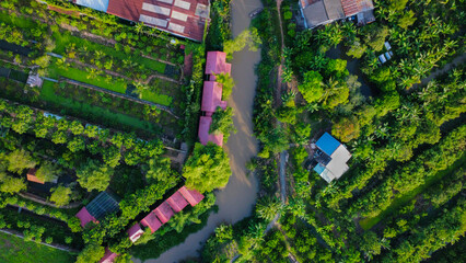 Land used for agriculture in Vietnam, Asia, seen from above