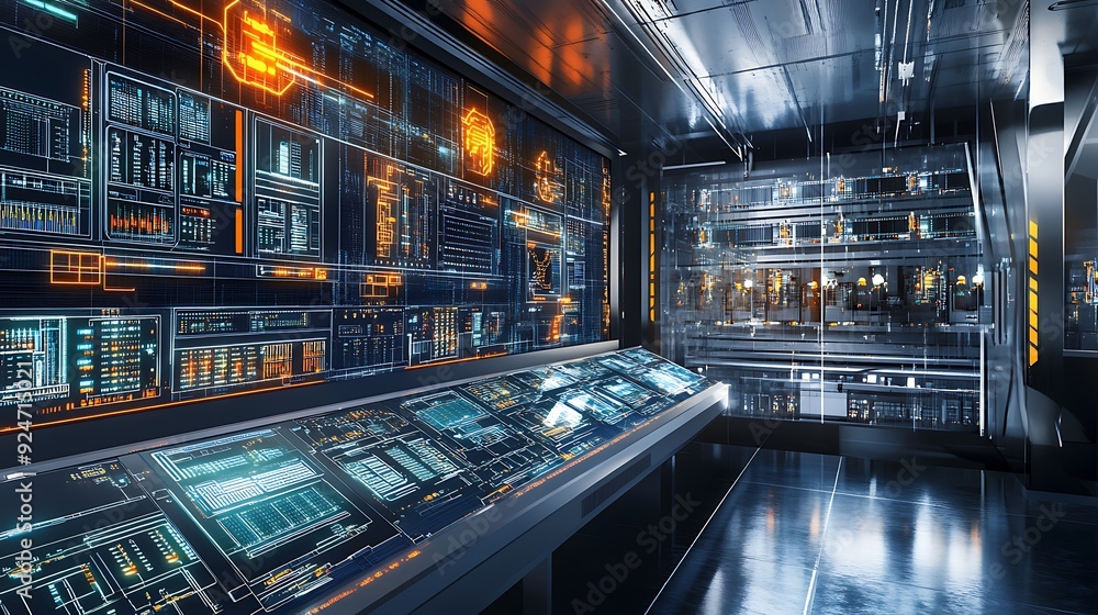 Poster digital city energy management center with ai-optimized power distribution and augmented reality con