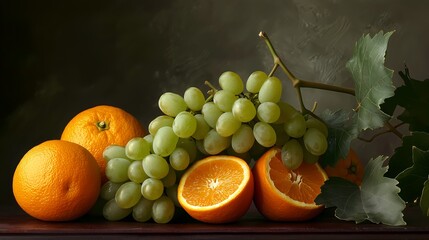 Still Life with Oranges and Grapes. © Wittaya