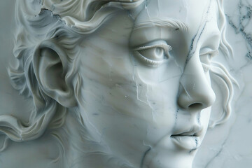 Marble statue of a woman surrounded by flowers classicism culture generative ai