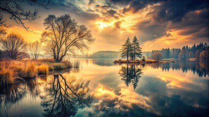 Fototapeta premium Nostalgic and Melancholy Lake Alice - desolate, melancholy, retro, ethereal, sad