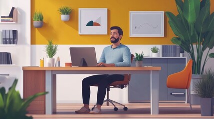 Fototapeta premium Virtual Hybrid Meeting In Office, Generative AI