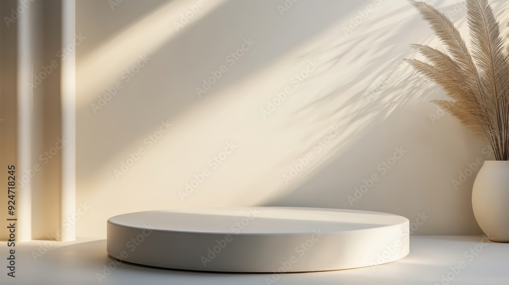 Poster minimalist maize podium with matte texture and subtle lighting on white background