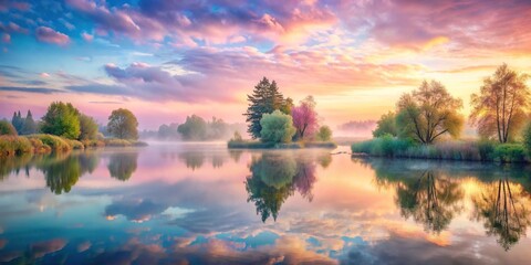 Serene and Dreamlike Lake Alice - tranquil, ethereal, pastel, surreal, dream