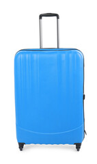 One light blue suitcase isolated on white