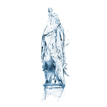 recommend clip art: Water splashing in contour of bottle on white background