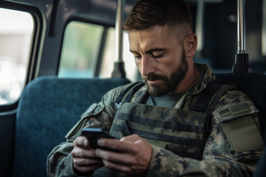 AI generated portrait of military man in uniform