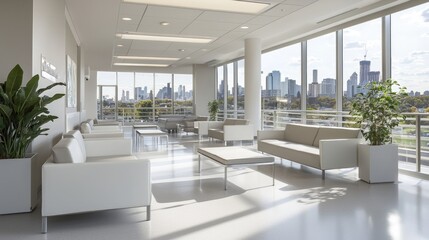 Patient anticipation: hospital waiting area, families and individuals gather with hope and concern, awaiting news and updates, a space filled with emotions, quiet reflection, and shared humanity