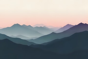 Green and Purple Abstract 3D  Gradient Mountains Silhouette Landscape Background. Scenery, Nature, Illustration, Book Cover, Backdrop, Wallpaper.