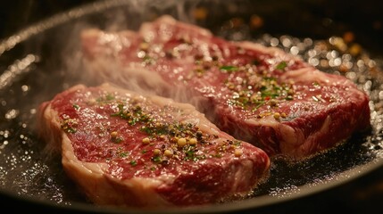Sizzling Steaks on a Grill