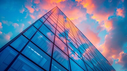 Modern Skyscraper with Reflections of a Colorful Sky